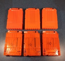 Lot of 6 Nerf Dart Gun Round Ammo Magazine Clip N-Strike Elite Orange Black