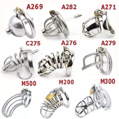 Male Stainless Steel Chastity Cage with Tube Chastity Device 3Sizes Bondage Ring