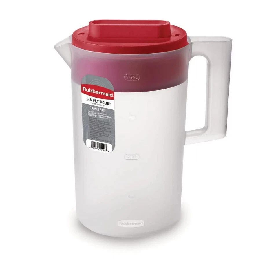 Jarro de plástico Rubbermaid Simply Pour transparente/vermelho 1 gal - Imagem 2 de 4