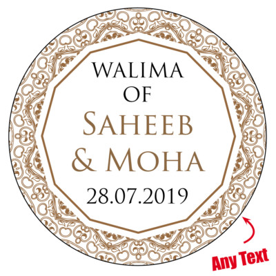 70 x personalisierte Walima Hochzeit Mehndi Gastgeschenk Geschenktüte Aufkleber Partytüte 997