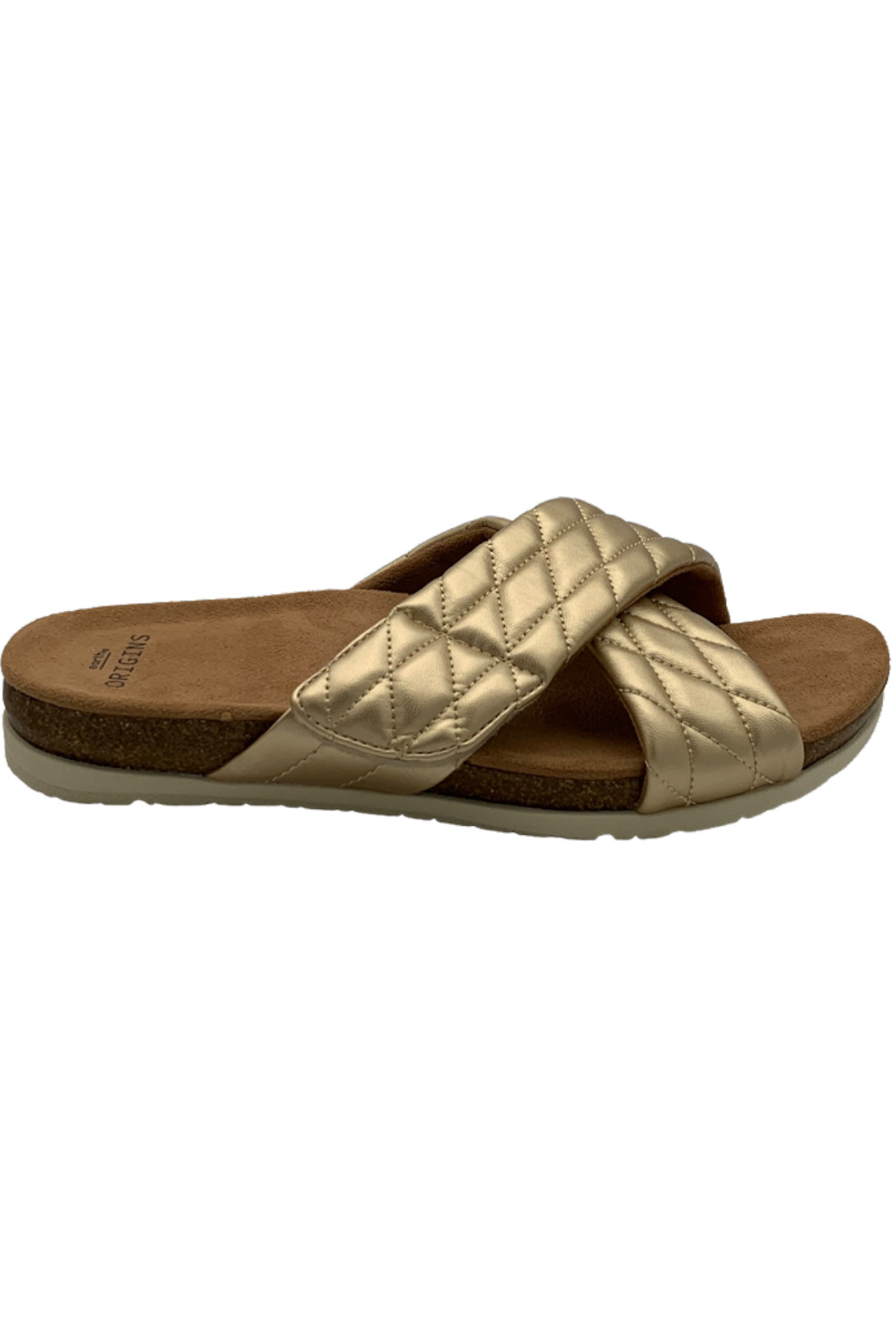 Earth Origins Quilted Cross-Band Slide Sandals Oceana Washed Gold 5490₽