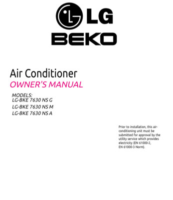 LG Electronics -BKE 7630 NS G Air Conditioner User Manual  FREE SHIPPING