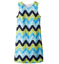 KC PARKER BIG GIRLS ZIG ZAG LACE DRESS, BLUE MULTI STRIPE, 12