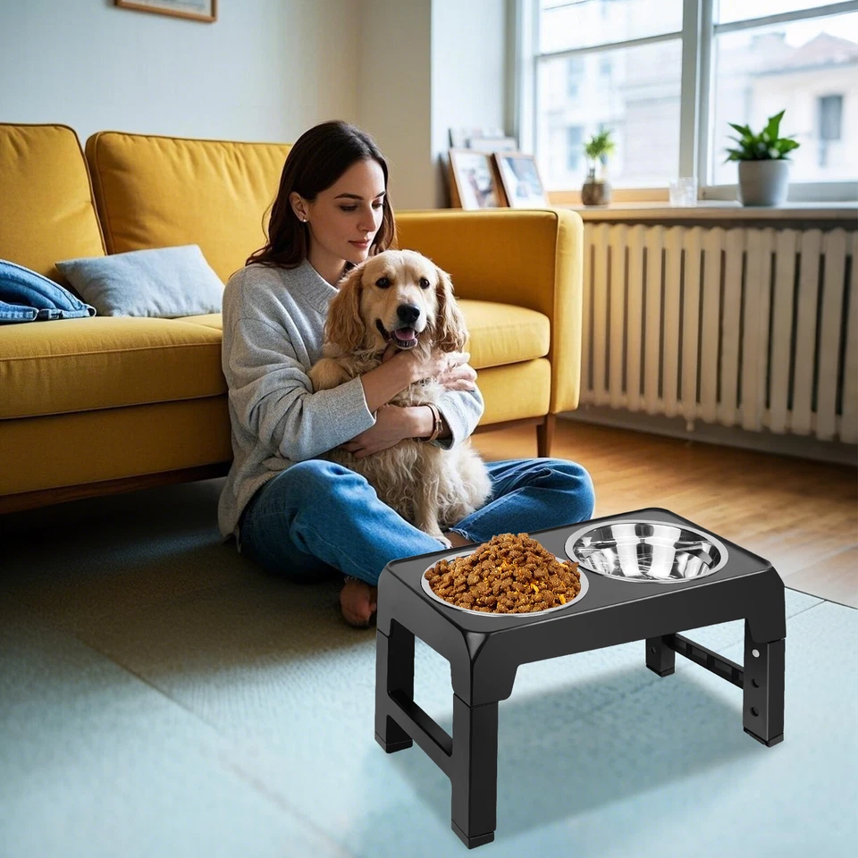 Erhöhte Hundenäpfe Futterstation Futternapf mit 2 abnehmbaren Edelstahlnäpfen - Bild 4 von 4
