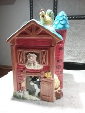 Vtg GKAO Cow, Pig, Chicken Barn Silo Cookie Jar  - Approx 11-1/2
