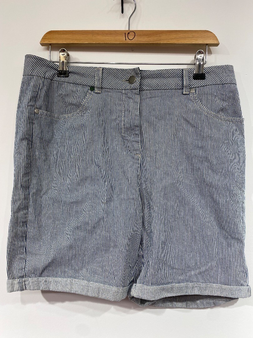 Ladies Blue Pinstripe BARBOUR Cotton Shorts UK Size 14 CG CB6 eBay
