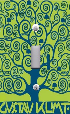 Light Switch Plate Switchplate Cover KLIMT TREE OF LIFE - BLUE ON GREEN