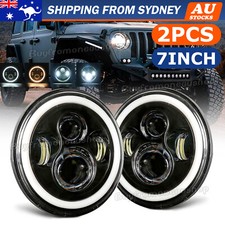 Pair 7'' LED Headlights Hi/Lo Beam DRL Projector For JEEP Wrangler JK GQ PATROL