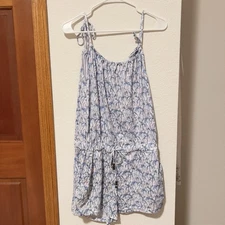 Kai Wahine Designs Hawaii Palm Tree Print Romper M Blue Pink Boho Beachwear