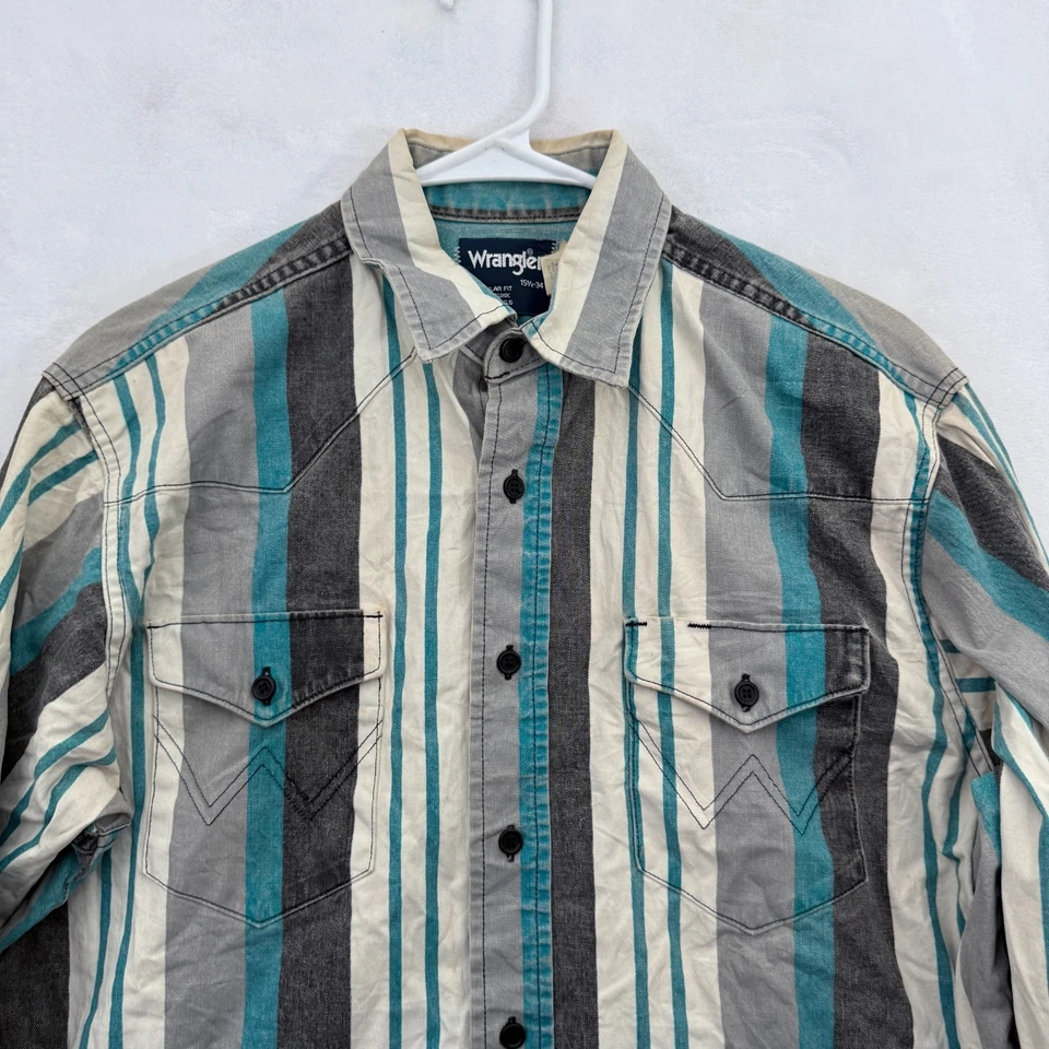 Vintage Wrangler Brushpopper Shirt Mens 15.5-34 M Cowboy Rodeo Ranch Western - Image 2 of 4