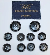 Brooks Brothers 346 Replacement Buttons 10 Pieces Black Blazer Sport Coat