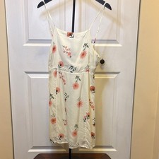 Backless Cream Floral Slip Dress with Pink Blooms