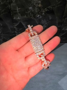 Authentic Moissanite Iced Out Infinity Link Bracelet Rose Gold Plated Silver Passes Test
