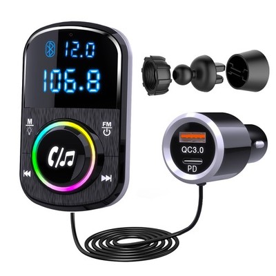 FM-Transmitter, Freisprecheinrichtung Autotelefon Bluetooth, BC71 48W-Kabel - Schwarz 