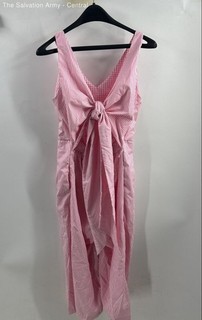 Gretchen Scott Womens Pink White Pinstripe Tie Front One Piece Jumpsuit Size M