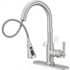 Brushed Nickel 3-Function Pull-Down Sprayer Kitchen Faucets, 1 or 3 Hole High...