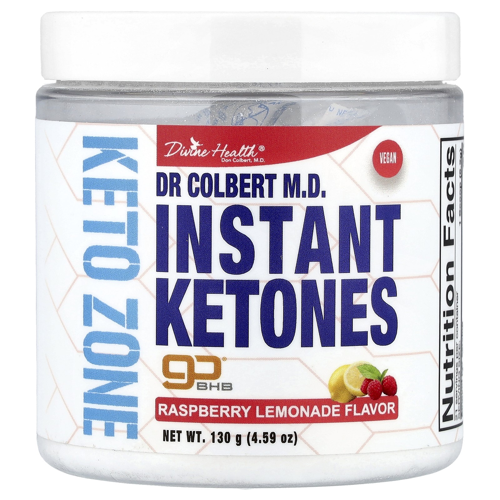 Dr. Colbert M.D., Keto Zone, Instant Ketones, Raspberry Lemonade, 4.59 oz (130