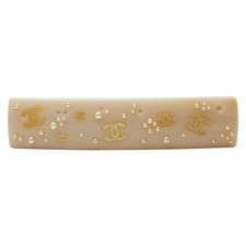 CHANEL Cocomark Barrette Beige GPlated Fake Pearl Resin Ladies CHANEL Authentic