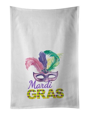 NEW Purple Mask Mardi Gras Kitchen Towel Set of 2 White Dish Towels Decorative