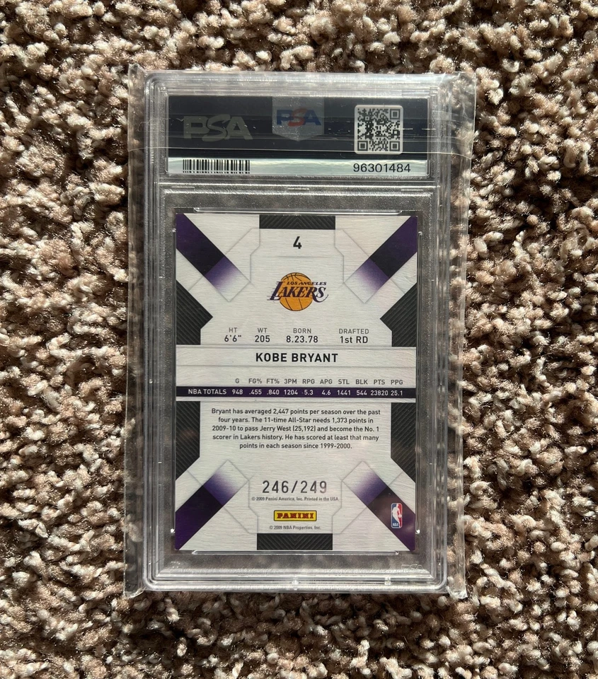 Kobe Bryant 2009-10 Panini Threads Century Proof #4 plata/249 PSA 8 Lakers Foto 3 de 4