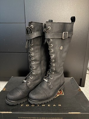 Harley-Davidson Savannah Tall Combat Boots Black Leather Size 9