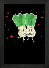 Cute Celery Couple Hugging Framed Wall Art Poster Canvas Print Picture