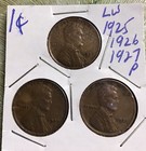 1925 26 27-P Lot of 3 Lincoln Wheat Cents  — photo 1