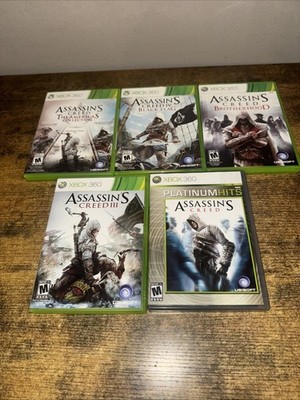 Xbox 360 5 Assassin's Creed Games, 1, III, IV Black Flag, Brotherhood, America's