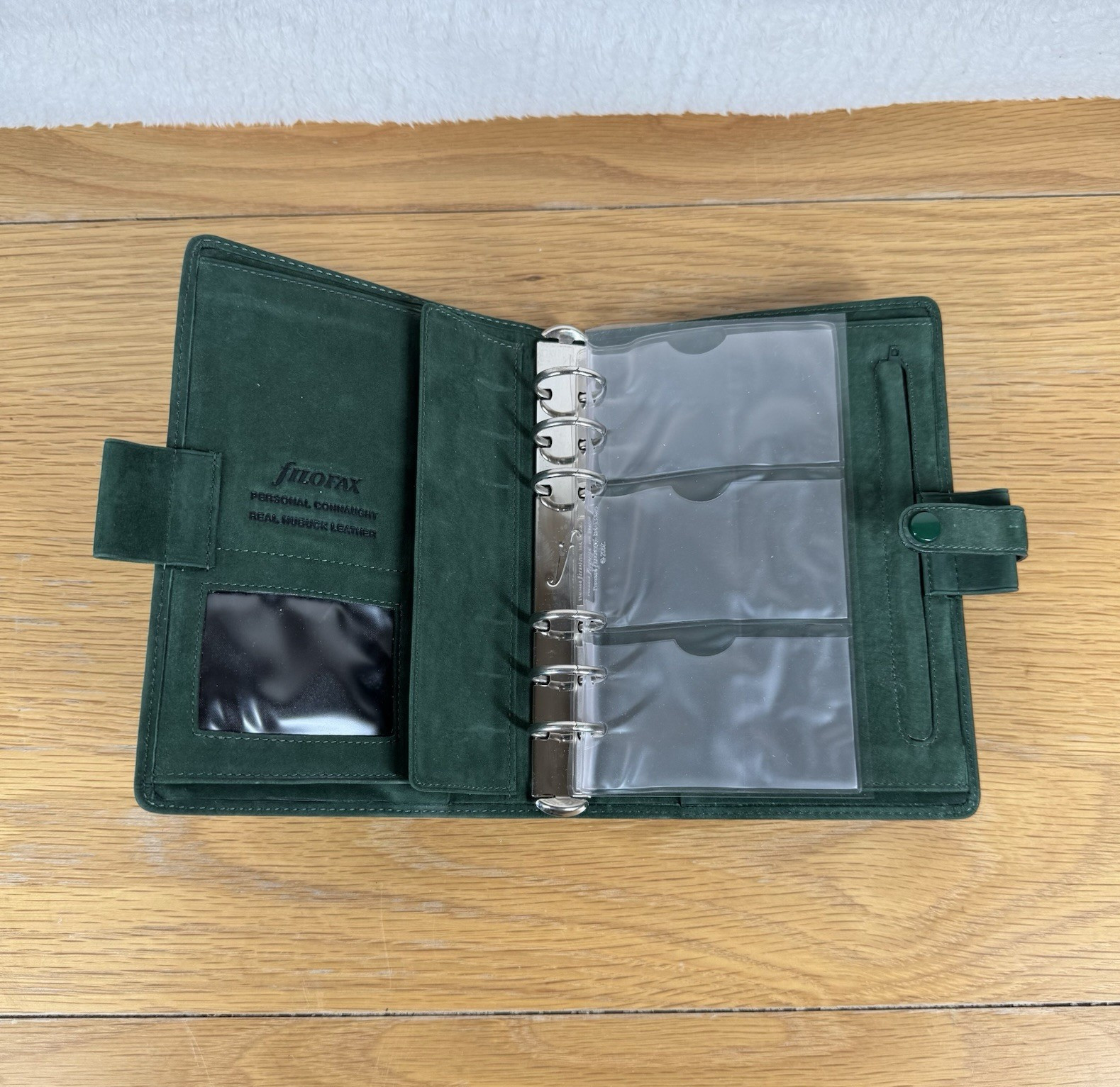Vintage Filofax Connaught A6 Personal Nubuck Leather Organiser Green Rare 