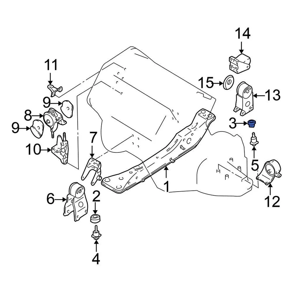For Nissan Maxima 2000-2003 Nissan 112482Y000 Rear Engine Cradle Insulator Foto 3 de 4