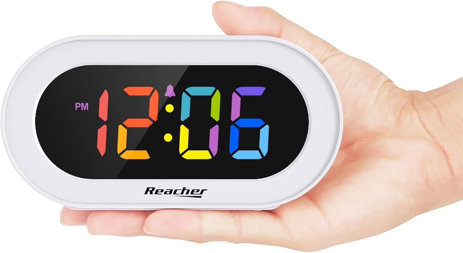 Colorful LED Clock with Snooze Function & Full Brightness Control - Small Size