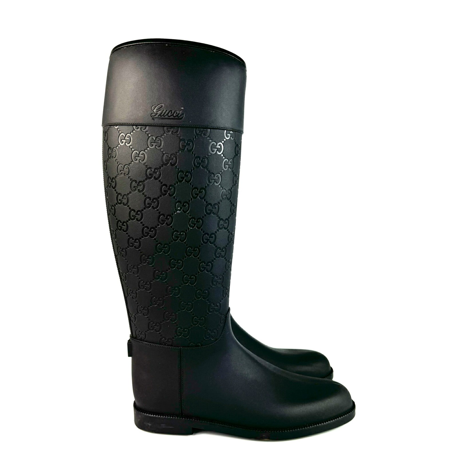 GUCCI Rain Boots Shoes EU 37 US 7 Black Authentic thumbnail 12