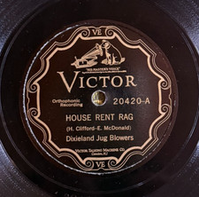 Victor 20420 Dixieland Jug Blowers HOUSE RENT RAG Dodds! 1926 Jug Band E HEAR