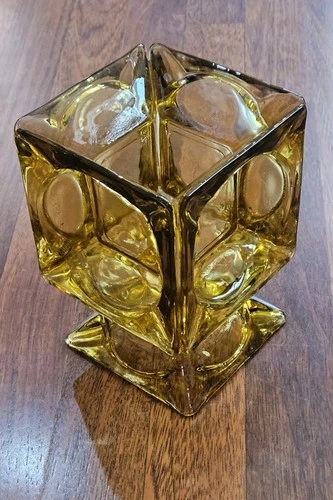 VTG Anchor Hocking Candle Holder Vase 7” Amber-Colored Glass Ashtray Decor MCM