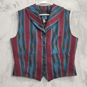 Vintage Ranch Exit Vest Womens 8 Multicolor Wool Shawl Collar Western Southwest