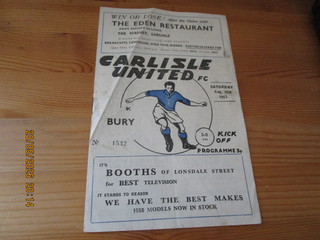 CARLISLE UNITED v BURY 1957/8 AUGUST 31st