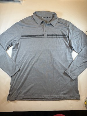 Travis Matthew Long Sleeve Collared Polo Shirt Mens Size 2XL Striped Gray Golf