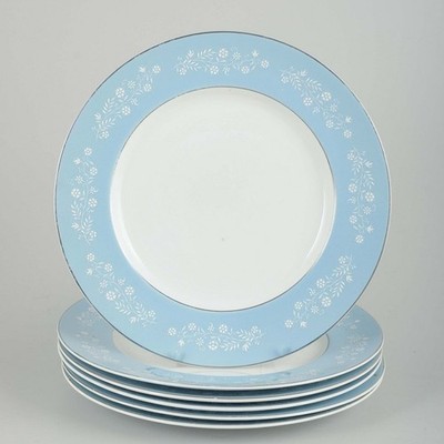 Grindley. Mille Fleur. Set aus 6 großen Speisetellern aus Steingut. 50er Jahre.