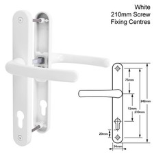 WHITE 92mm PZ Sprung 210mm Screw Centre UPVC Multipoint Door Handles lift lever