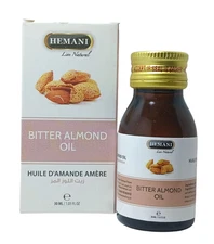 Hemani BITTER ALMOND Oil, Natural Oil for Skin and Hair Care / زيت اللوز المر