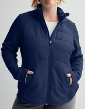 TEK GEAR HOODED MIXED MEDIA JACKET HOODIE ZIP FRONT COAT WOMEN'S PLUS 2X  NWT 