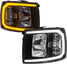 For 2007-2014 Chevy Silverado Headlights Assembly Chrome Pair