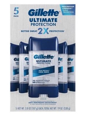 Gillette Ultimate Protection 6-in-1 Antiperspirant Deodorant 3.8 oz (5 Pack)