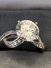 Stunning Engagement Ring With CZ 925 PAJ Ring Size 7 With Smaller CZ Accents