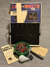 LITE BRITE 1967 Vintage Light Bright Hasbro Toy, Pegs, Box, Sheets