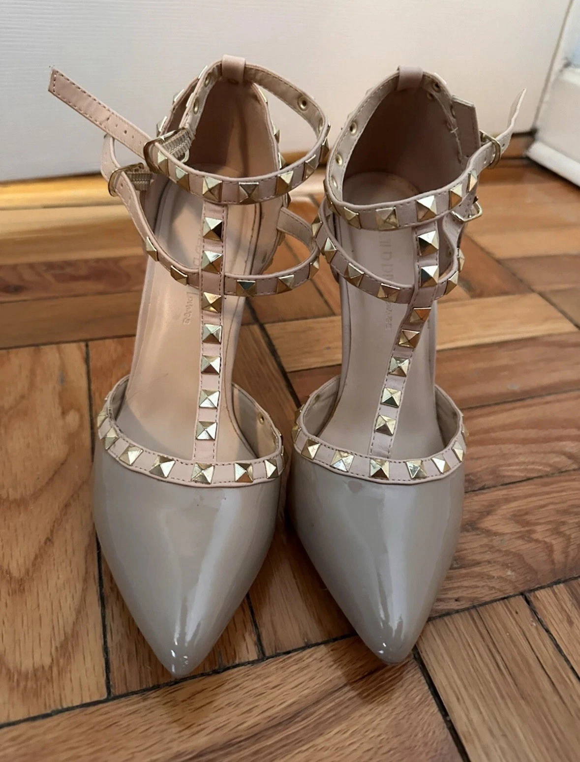 Shoes Nude Size 8 Valentino Inspired Rockstar Leather Patent Strappy Pumps New