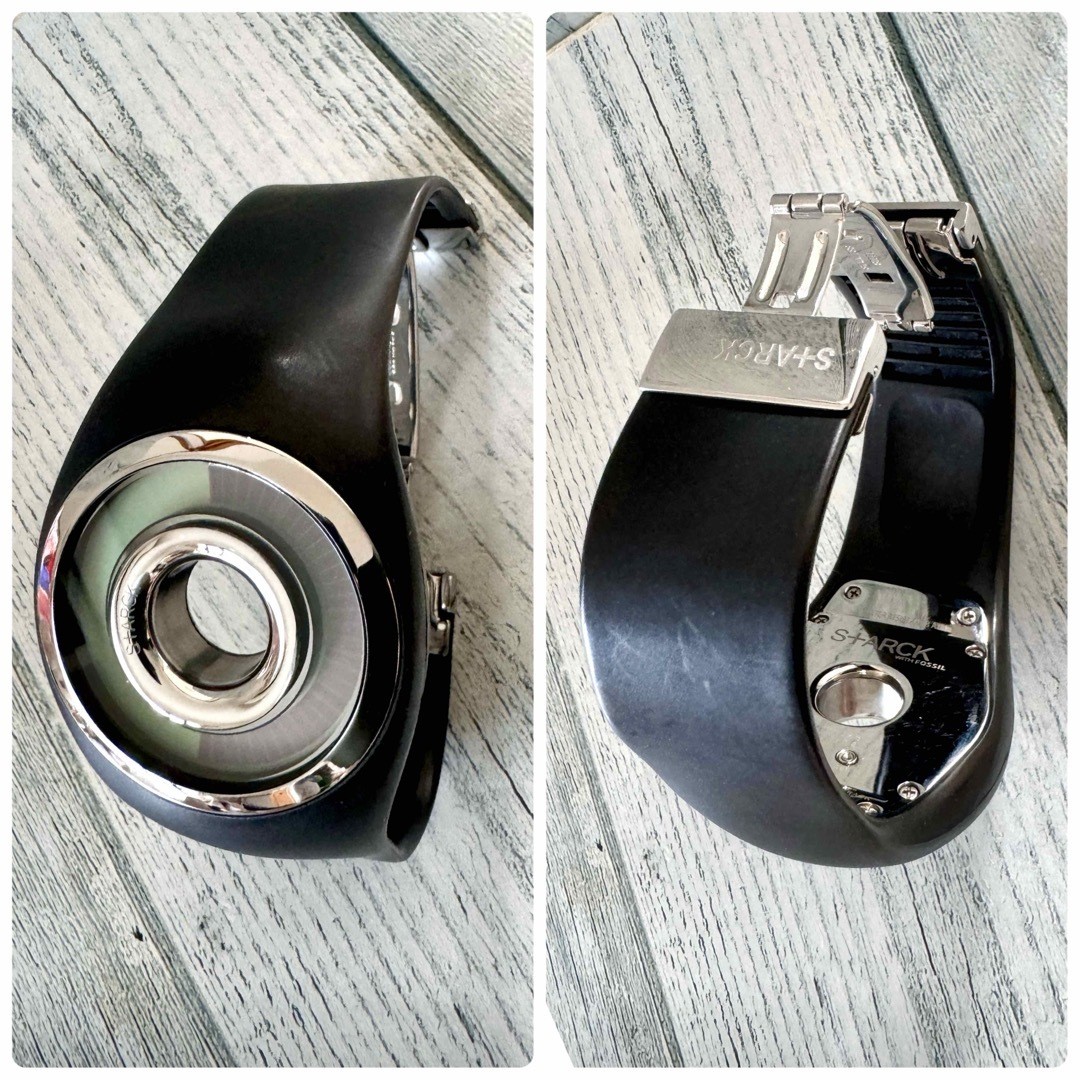 Working Philippe Starck Fossil Digital Donut Watch Silver Black