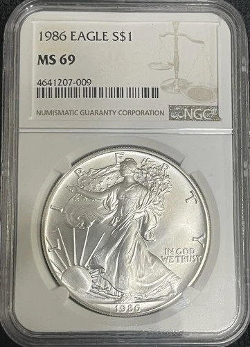 1986 NGC MS69 American Eagle Silver Dollar 1 Troy Oz.999 Silver Coin 🪙 💥