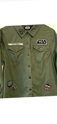 Star Wars Elite Forces Button Up Hunter Green L/S Shirt Small in Olive Drab-NICE