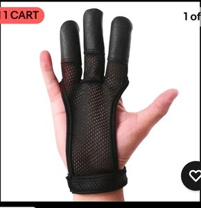 Archery 3 Fingers Tab Cow Leather Glove Arrow Guard for Compound Bow Shooting